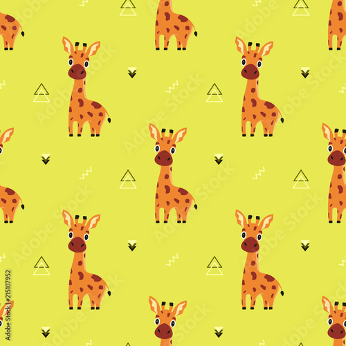 pattern with cartoon giraffe © StockVector