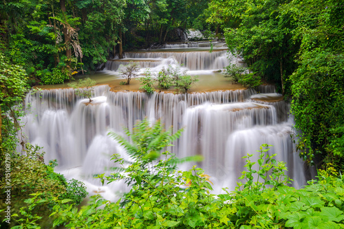 Beautiful waterfall in deep forest  Huay Mae Kamin Waterfall in Kanchanaburi Province  Thailand