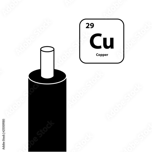Copper wire | flat black and white vector illustration