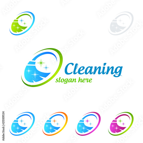 Cleaning Service vector Logo design, Eco Friendly Concept for Interior, Home and Building