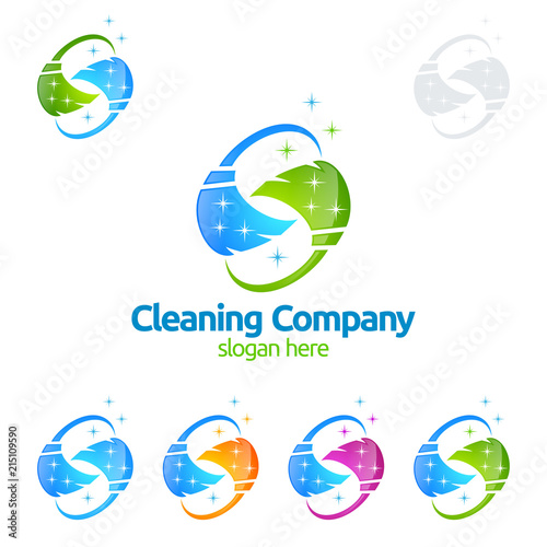 Cleaning Service vector Logo design, Eco Friendly Concept for Interior, Home and Building
