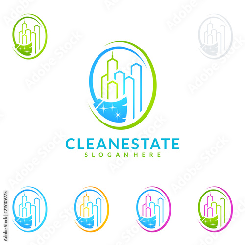 Cleaning Service vector Logo design, Eco Friendly Concept for Interior, Home and Building