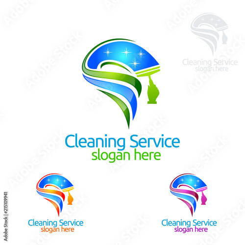 Cleaning Service vector Logo design, Eco Friendly Concept for Interior, Home and Building