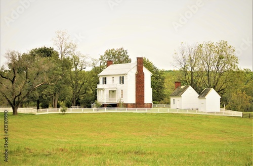 A beautiful antique house with the nice garden and trees, beautiful landscape in VA USA.