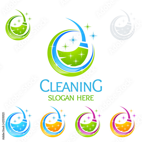 Cleaning Service vector Logo design, Eco Friendly Concept for Interior, Home and Building