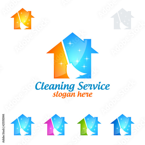 Cleaning Service vector Logo design, Eco Friendly Concept for Interior, Home and Building