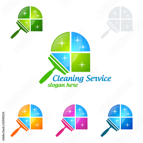 Cleaning Service vector Logo design, Eco Friendly Concept for Interior, Home and Building