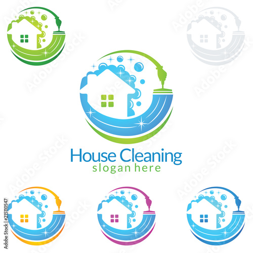 Cleaning Service vector Logo design, Eco Friendly Concept for Interior, Home and Building