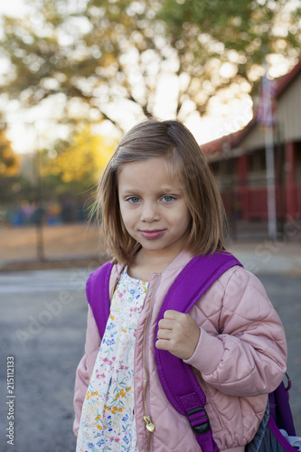 Schoolgirl with backpack