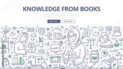 Knowledge from Books Doodle Concept