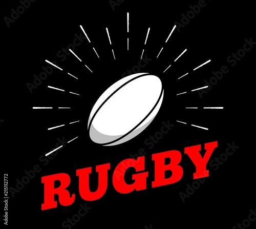 Vector rugby football sport ball logo icon sun burtst print hand drawn vintage line art design