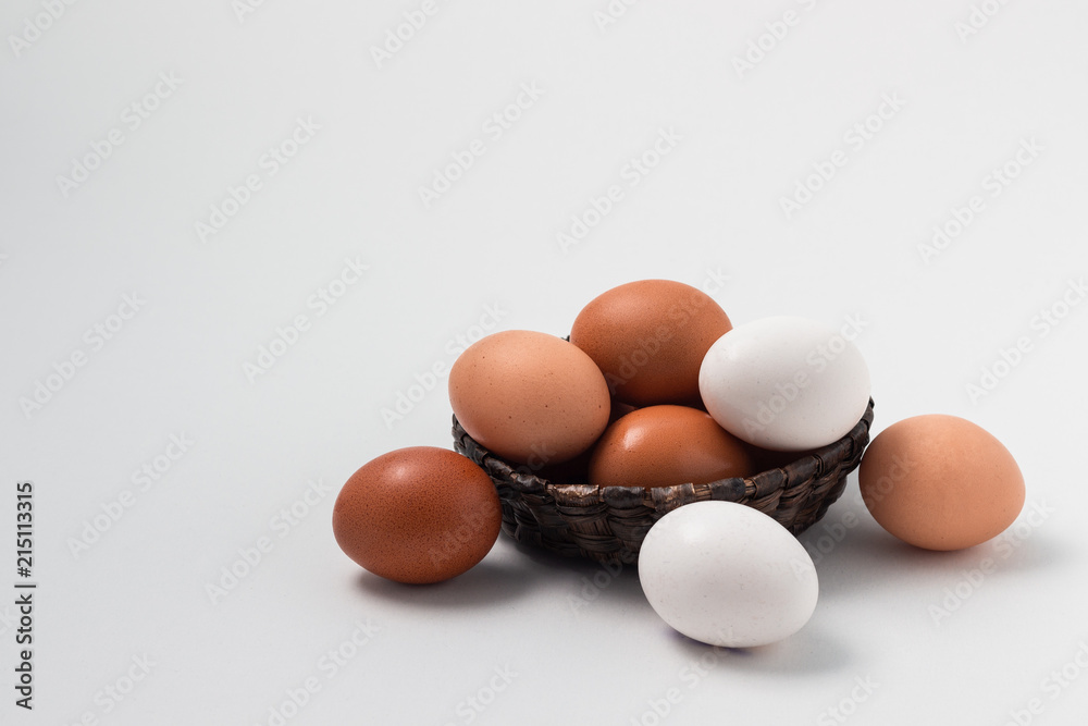 eggs of different pigments in a craft basket eggs of different pigments in a craft basket