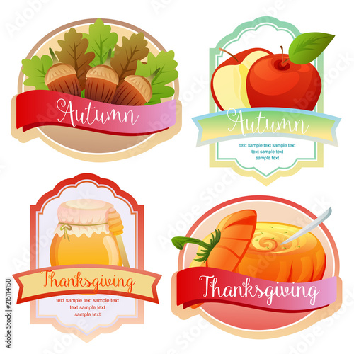 cute autumn and thanksgiving label pumpkin soup