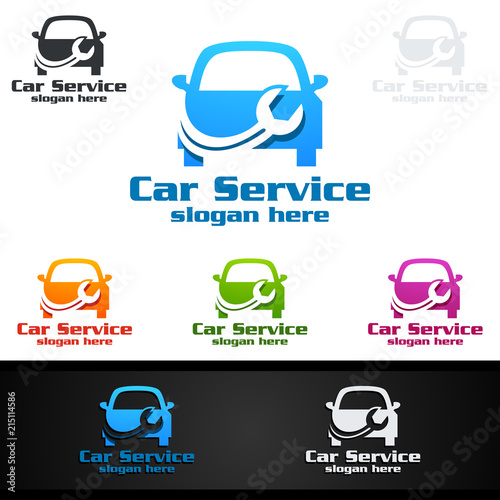 Car Service Logo with Car and repair Concept