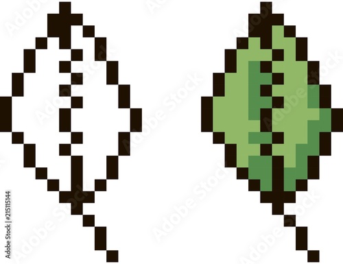 vector pixelated picture leaf green isolated