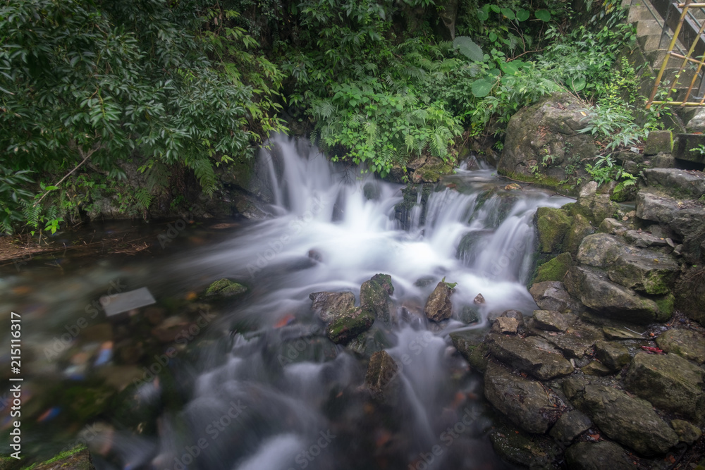 Small waterfall in the tropical jungle