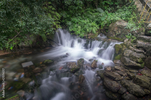 Fototapeta Naklejka Na Ścianę i Meble -  Small waterfall in the tropical jungle