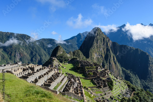 Machu Picchu - Ruins with Huayna Picchu Mountain