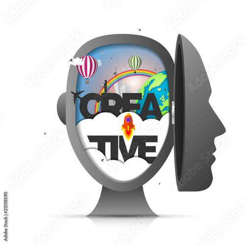Human brain. Creative mind concept. Genius. Vector
