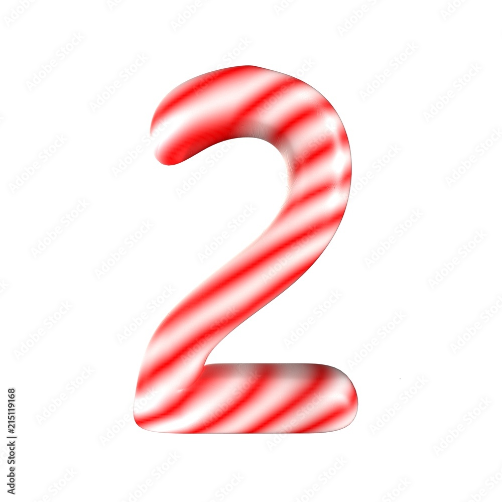 Red white candy number 2 Isolated on white background Red white candy number 2 Isolated on white background