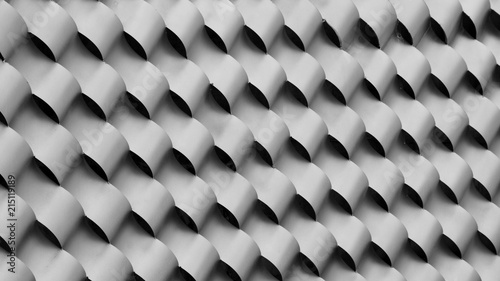wave of modern aluminum ventilated at building - light and shadow