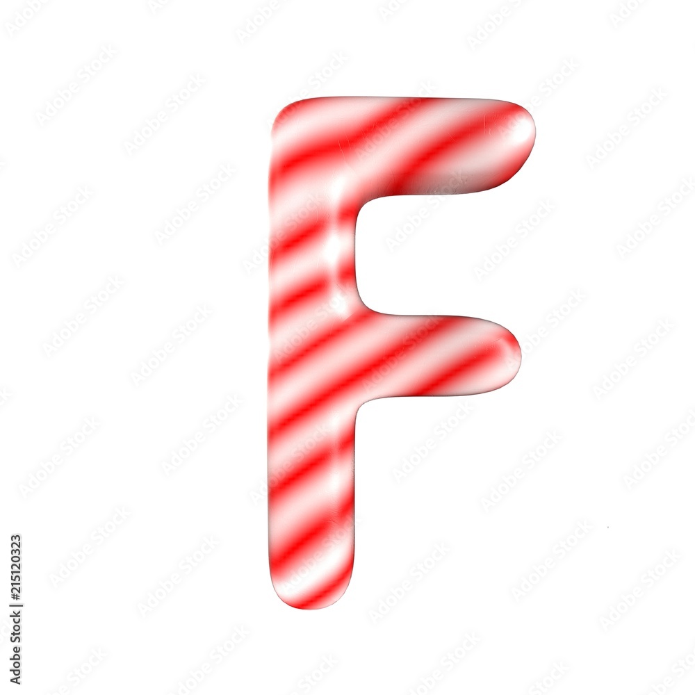 Red White candy letter F Isolated on white background Red White candy letter F Isolated on white background