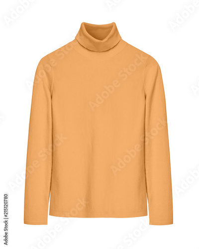 Orange turtleneck sweater isolated white