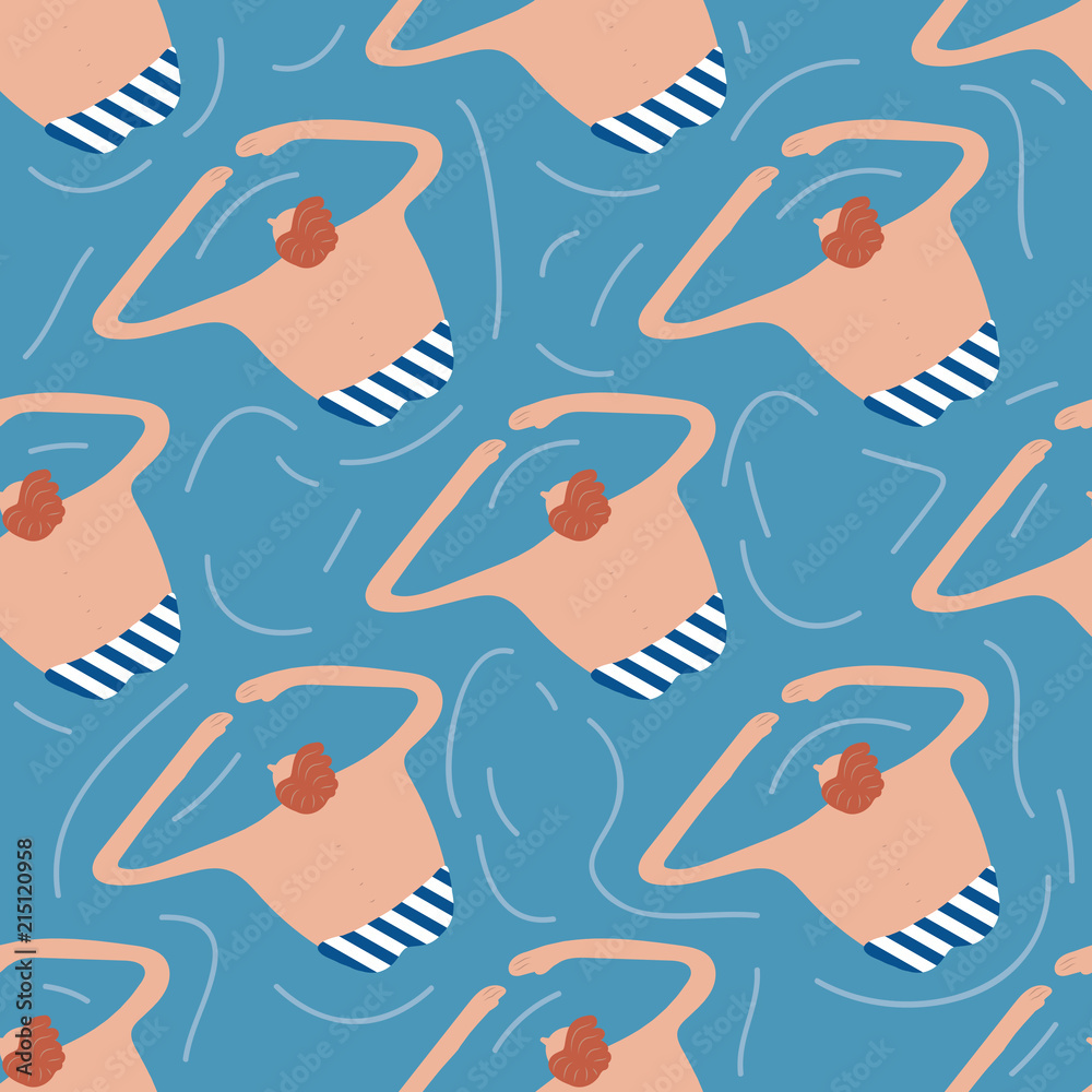 Swimmers in the pool seamless pattern. Swimmers in the pool seamless pattern.
