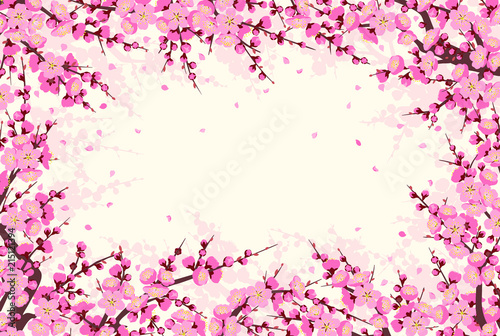 Horizontal Frame  with Plum Blossom Branches