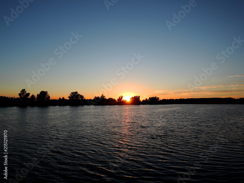 Sunset in Velky Meder strkovisko, Slovakia