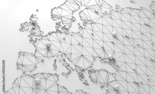 Mapa del mundo y concepto de logística internacional. Negocios y trabajo en red photo