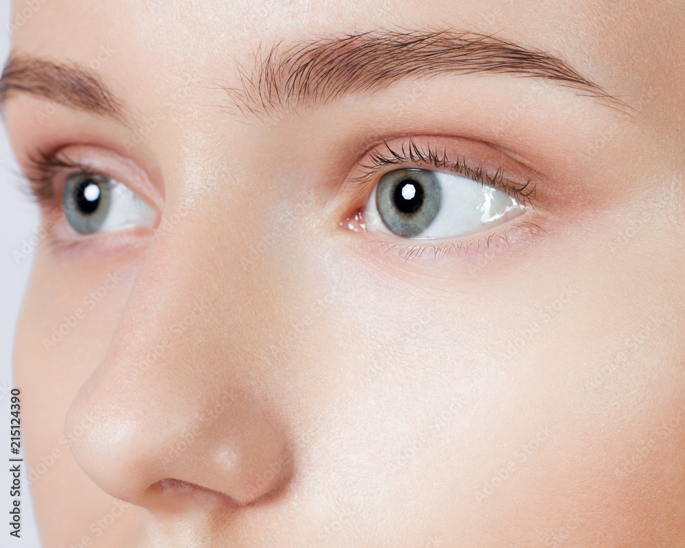 Closeup shot of woman eye with day makeup