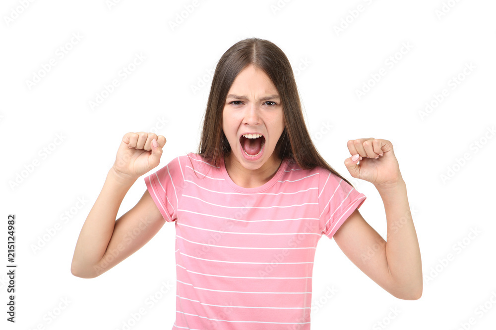 Beautiful young girl on white background Beautiful young girl on white background