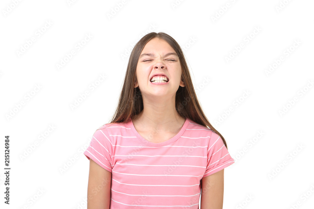 Beautiful young girl on white background Beautiful young girl on white background