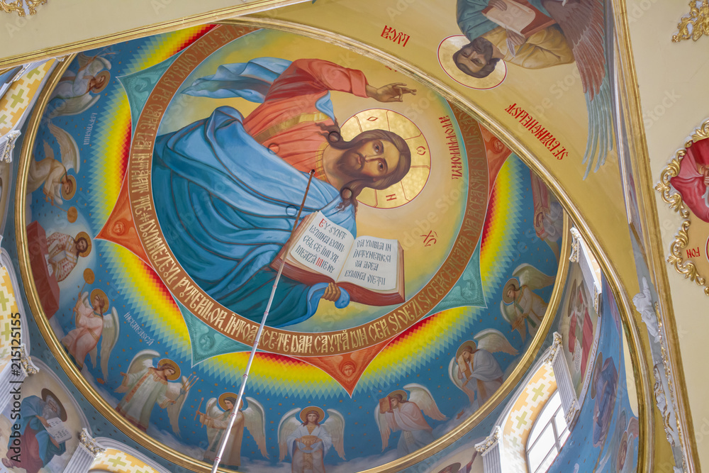 Ceiling view of orthodox church in Moldova