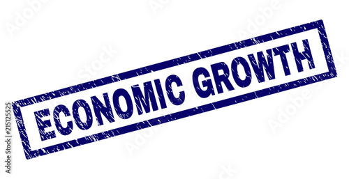 Rectangle ECONOMIC GROWTH seal print with corroded texture. Rubber seal imitation has rectangle frame. Blue vector rubber print of ECONOMIC GROWTH caption with unclean texture.