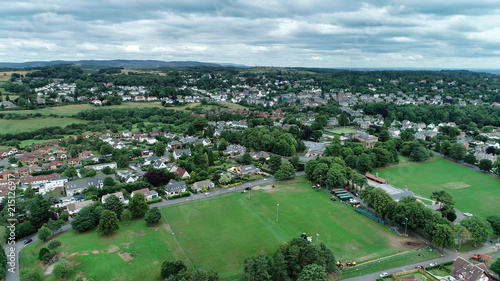 Aerial image over the village of Kilmacolm in West Central Scotland.