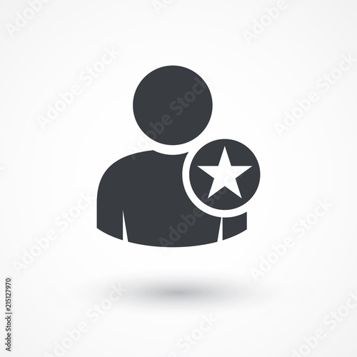 Following Account Icon. Ideal Man. Avatar sign, Favorite man with star. User icon. Good man symbol. Best quality person icon