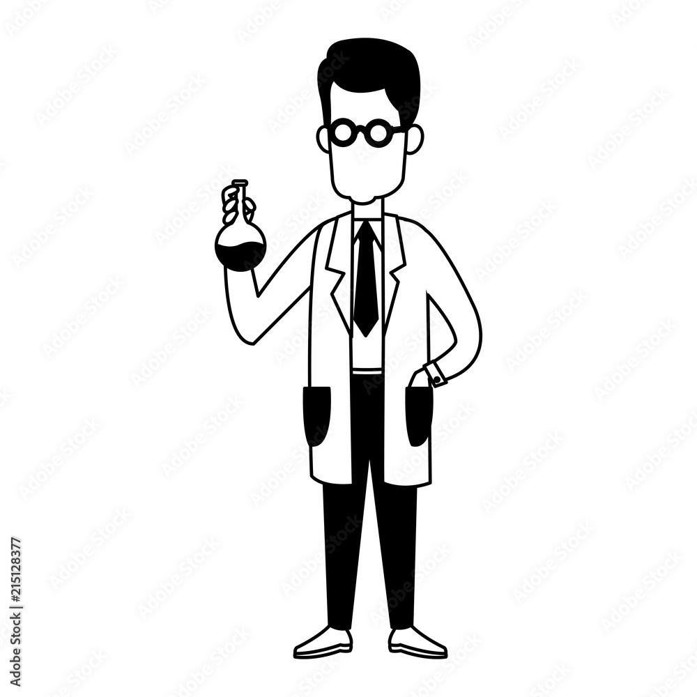Scientific male avatar vector illustration graphic design