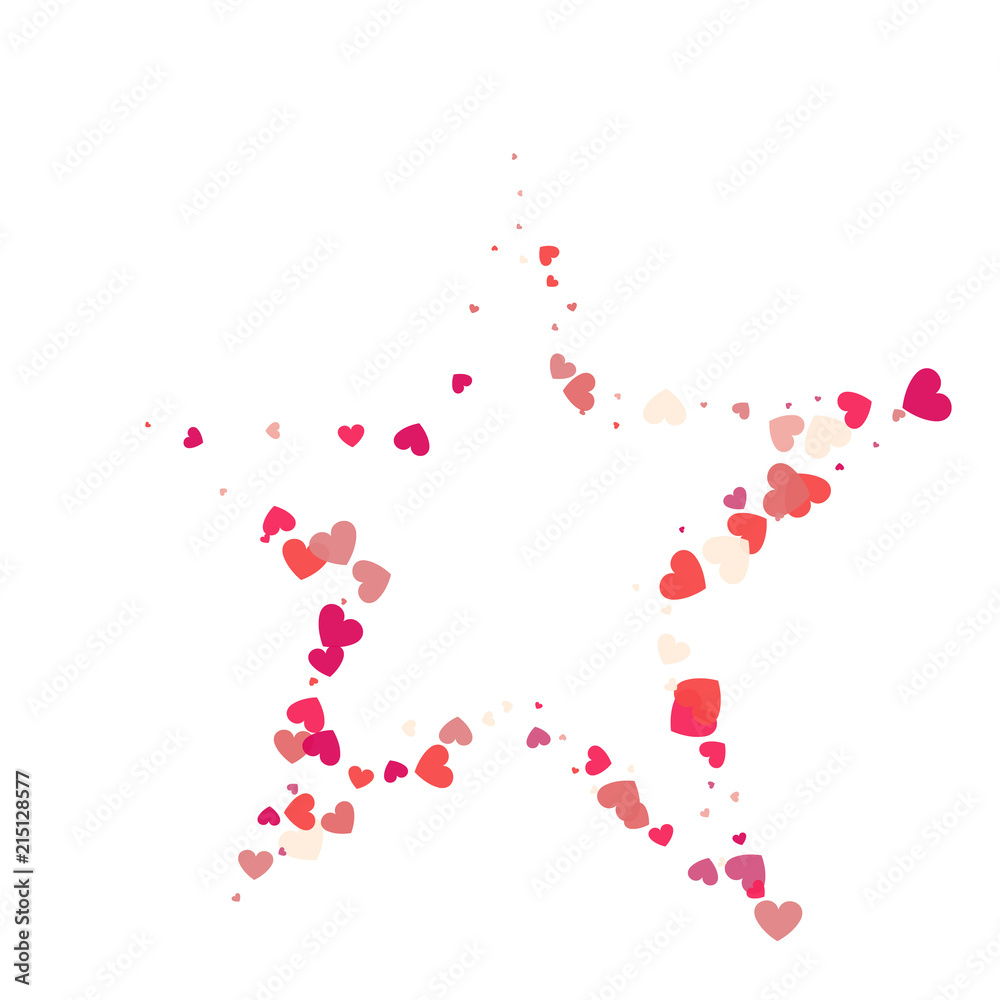 Heart shape vector pink confetti with white star frame inside Heart shape vector pink confetti with white star frame inside