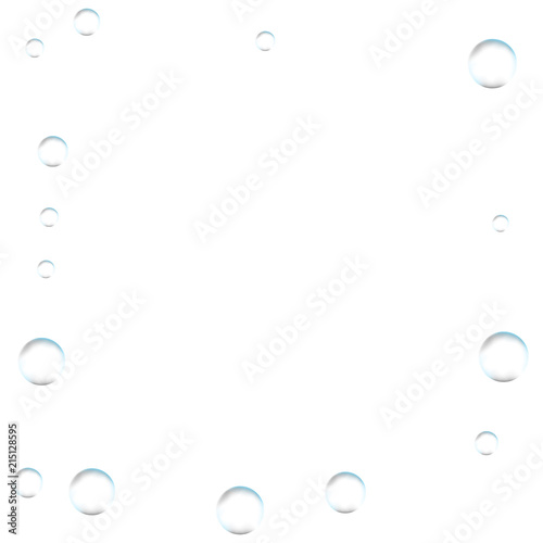 Underwater fizzing air bubbles on white background. Fizzy sparkles in water, sea, aquarium, ocean. Effervescent drink. Undersea vector texture.