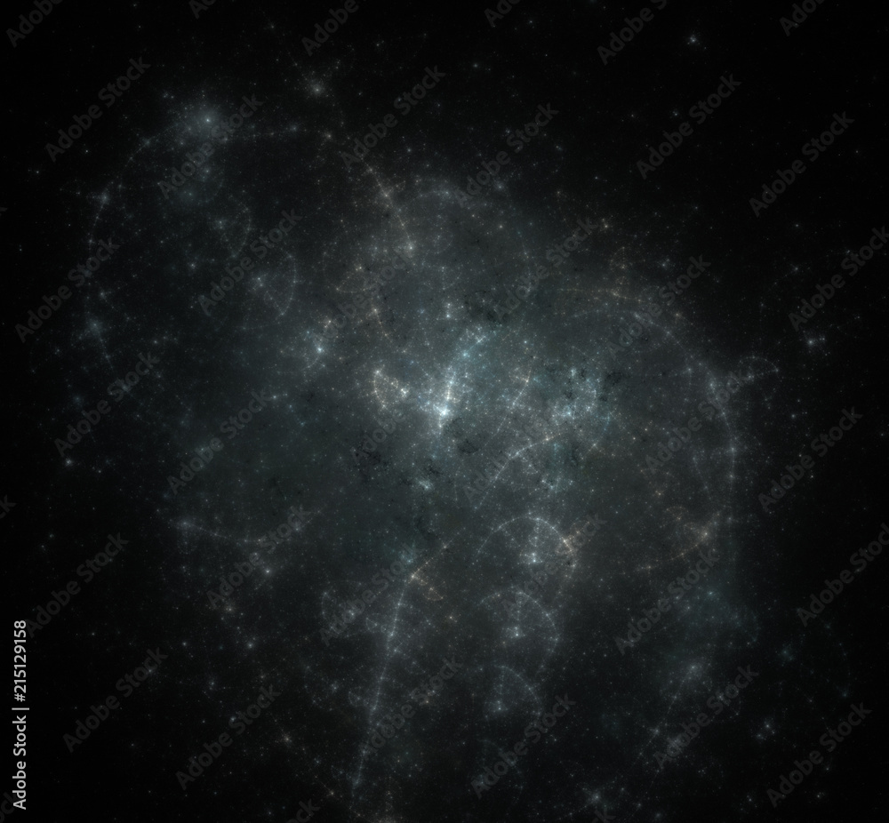 Abstract starscape background fractal stars on black background.
