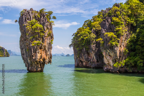 Thailand. The nature of Thailand. Travel to Thailand. The island of Phuket. The rock stands in the water.