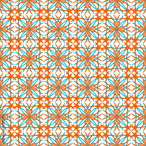 Wallpaper Mural Ornament seamless vector pattern. Blue and red orange print for textile Torontodigital.ca
