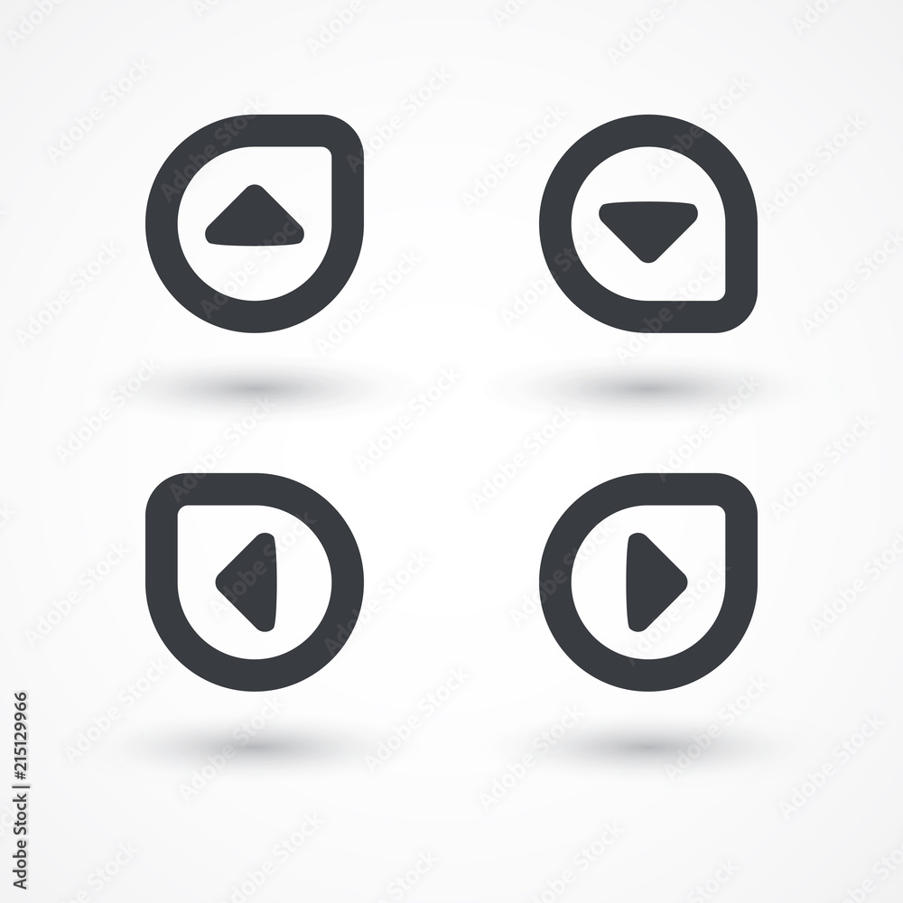 Arrow triangle button icon. Back, forward, left, right, up, down Arrow triangle button icon. Back, forward, left, right, up, down