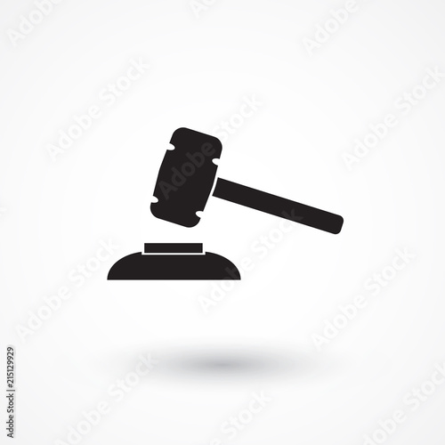Judge or auction hammer icon. Law