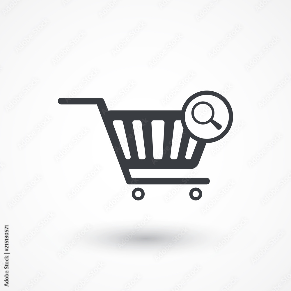 Shopping Cart and Magnifying Glass Icon Shopping Cart and Magnifying Glass Icon