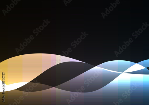metallic line curve layer overlap in dark background, wave transparent backdrop, simple technology template, vector illustration