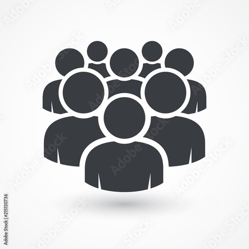 Illustration of crowd of people icon silhouettes. Social icon. Flat style design. User group network. Corporate team group. Community member icon. Business team work activity. Staff unity icon