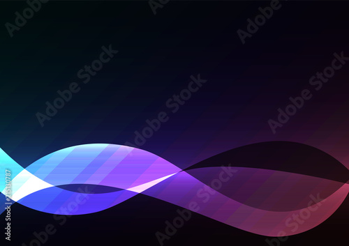 dark rainbow line curve layer overlap in dark background, wave transparent backdrop, simple technology template, vector illustration